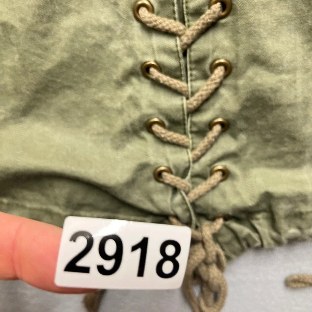 Free People Womens Olive Green Cotton Twill Military Field Jacket Fishtail Hem